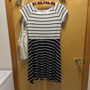LOFT Kids Black and White Striped Dress